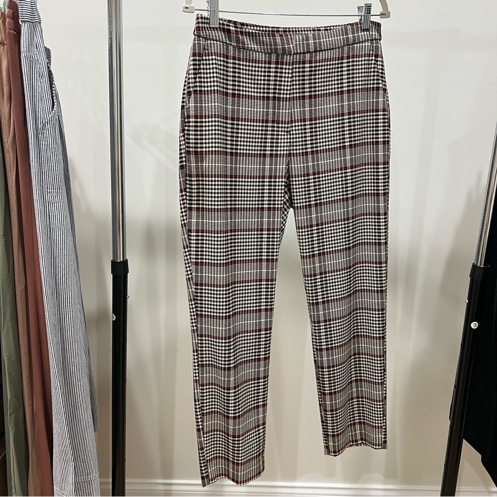 H&M Checked Slim Tapered Pants in Brown and Black